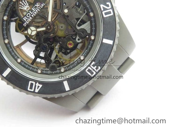 0522 Submariner 116610 Andrea Pirlo Sandblasted ROF Best Edition Carbon Bezel on Skeleton DIal SA TimelessDesign 2789